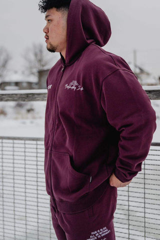 All Or Nothing French Terry Classic Zip-Up Hoodie - Maroon - Jed North Canada